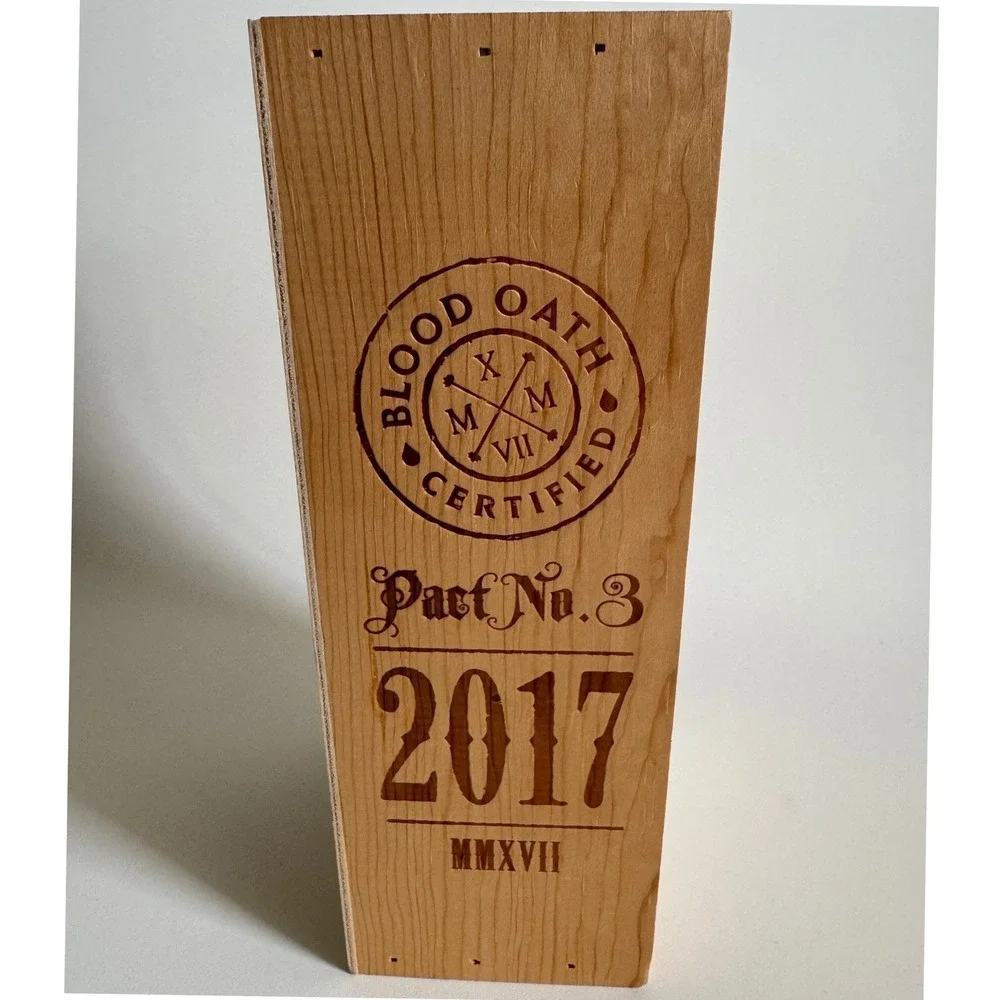 Blood Oath Pact No. 3 2017 Bourbon Whiskey Empty Bottle with Wooden Crate Box